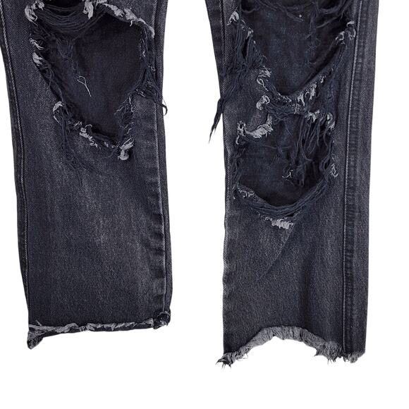 Flying Monkey Jean Women 23 Black Ultra High Rise Raw Distress Streetwear Grunge - Picture 10 of 12